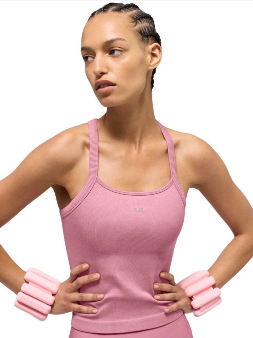 ALO Yoga Pink Ribbed Tank Top